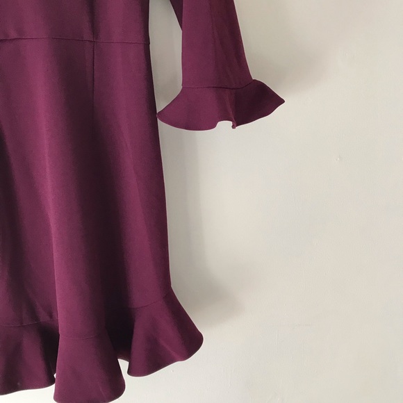 Nanette Lepore aubergine ruffle tulip sleeves dress - Picture 7 of 11